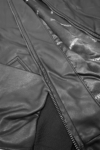 Кожаная куртка чёрного цвета Emporio Armani 7   