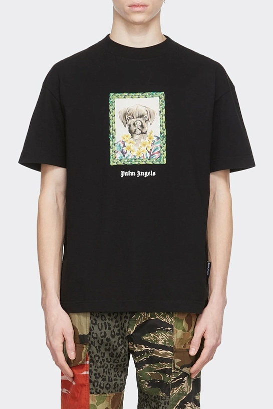 Чёрная оверсайз футболка Palm Angels Boxer Bob graphic-print