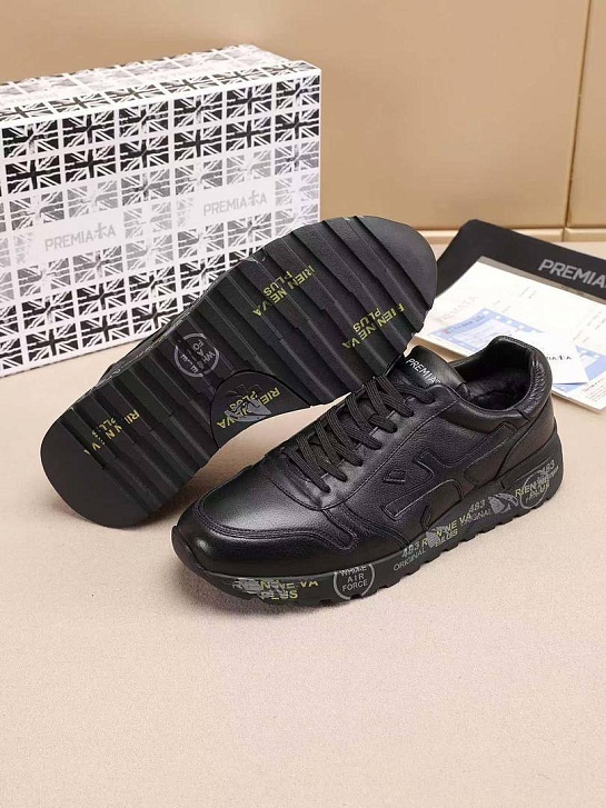 Кожаные кроссовки с мехом Premiata low-top - Black