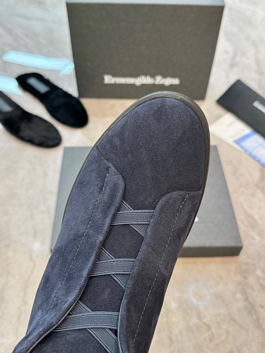 Кроссовки с мехом Ermenegildo Zegna Triple Stitch - Navy