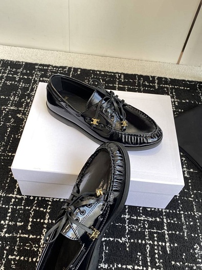 Женские кожаные лоферы Celine premium - Black   