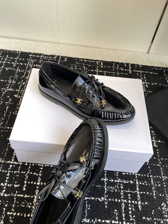 Женские кожаные лоферы Celine premium - Black