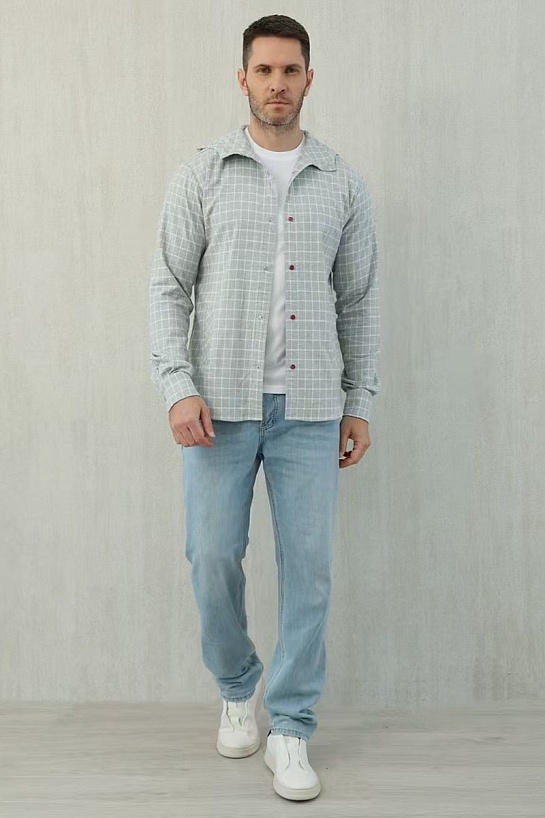 Мужская рубашка Kiton Premium - Grey Chequer