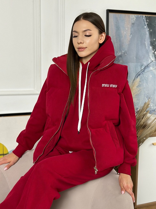 Женский красный костюм тройка MIU MIU