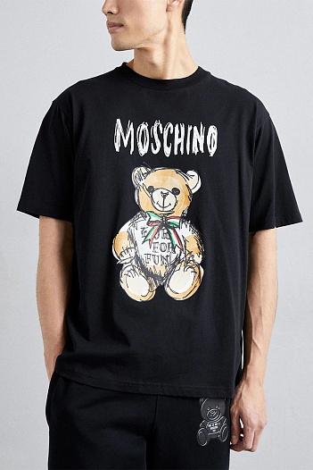 Мужская чёрная футболка Moschino Teddy Bear   