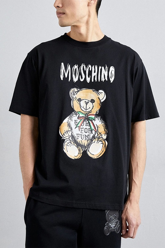 Мужская чёрная футболка Moschino Teddy Bear