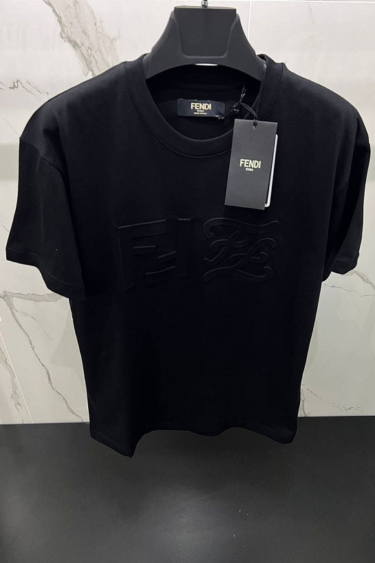 Чёрная футболка Fendi Monogram-pattern