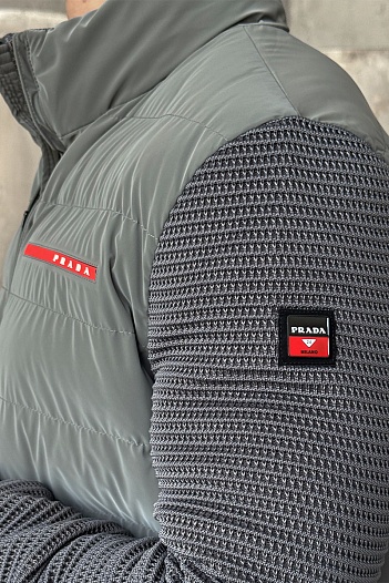 Куртка с вязаными рукавами Prada Linea Rossa - Grey   