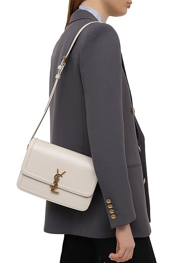 Кожаная сумка Yves Saint Laurent Solferino Lock 23x16 см - White   