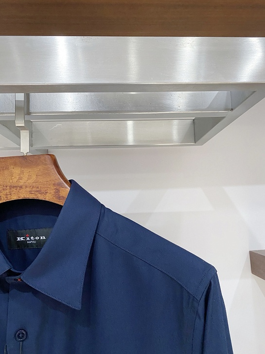 Мужская тёмно-синяя рубашка Kiton premium