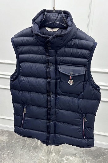 Мужской жилет тёмно-синего цвета Moncler logo-patch   
