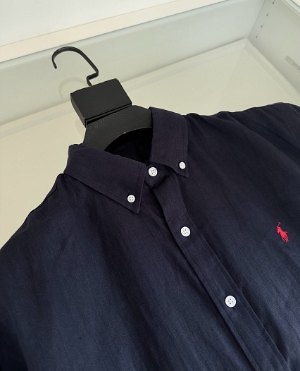 Льняная рубашка Polo Ralph Lauren pony-embroidered - Navy   