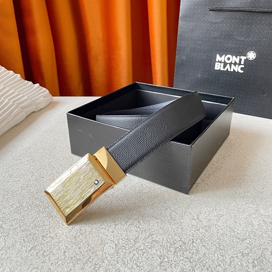 Двусторонний кожаный ремень Montblanc Premium (ширина 3.5 см)