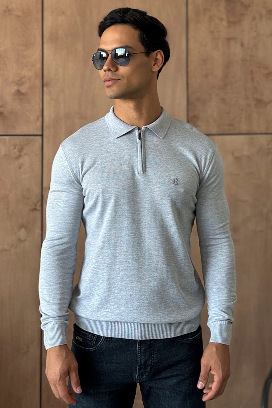 Поло с длинным рукавом Brioni zip-neck - Grey