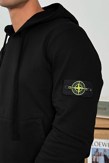 Мужское худи чёрного цвета Stone Island Compass-patch   