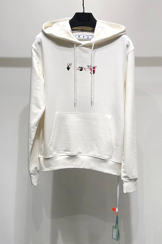 Белое оверсайз худи Off-White Acrylic Arrow