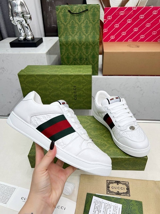Женские кожаные кроссовки Gucci GG Screener Premium