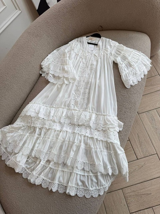 Женское кружевное платье белого цвета Zimmermann