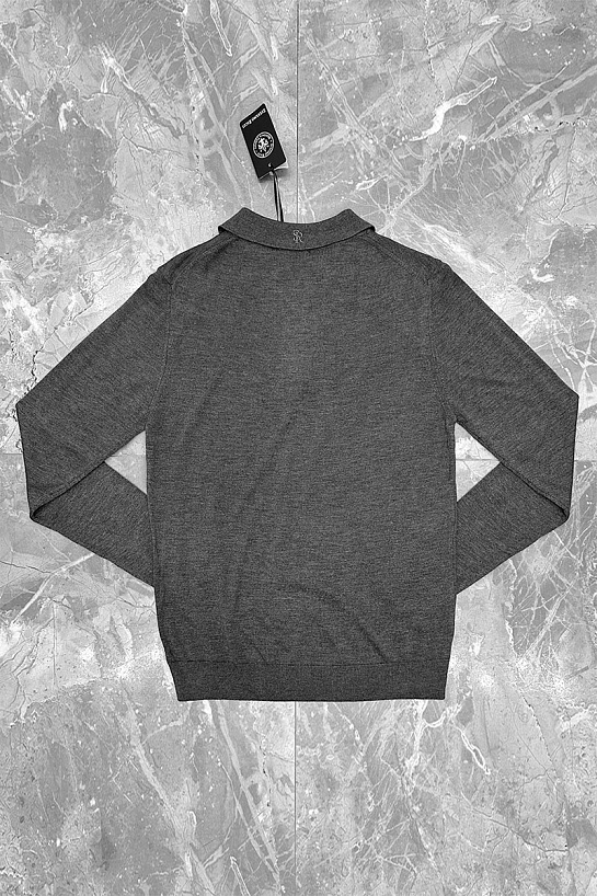 Серое поло с длинным рукавом Stefano Ricci zip-up