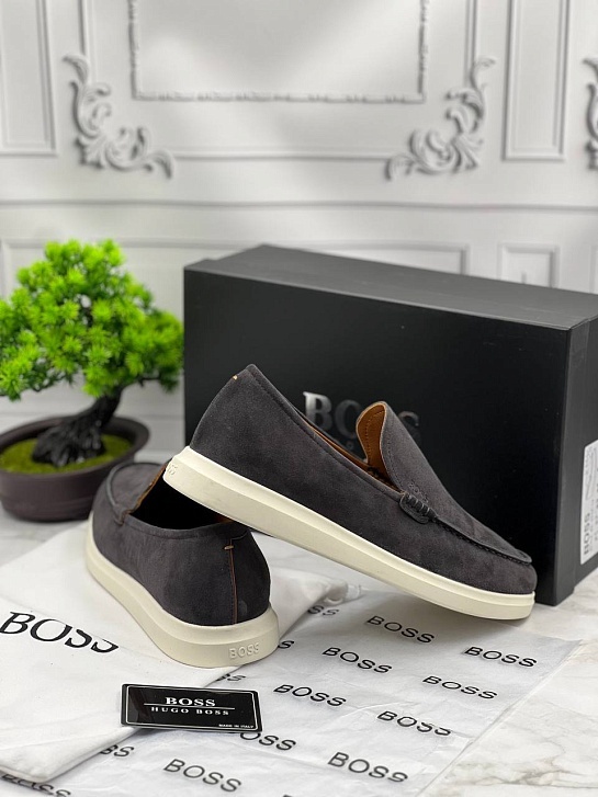 Мужские замшевые лоферы Hugo Boss Randy - Dark Grey