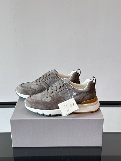 Мужские комбинированные кроссовки Brunello Cucinelli   