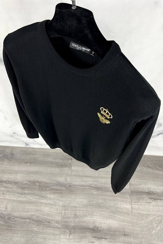 Чёрный джемпер Dolce&Gabbana bee crown embroidered