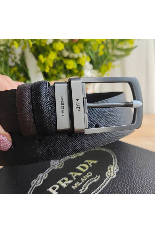 Двусторонний кожаный ремень Prada (ширина 4 см, длина 100 / 105 см)