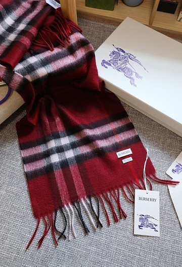 Шарф Burberry two-tone Check premium 168x30 см - Burgundy   