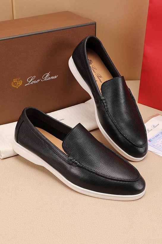 Мужские кожаные лоферы Loro Piana Summer Walk - Black