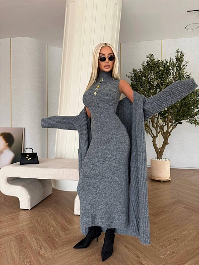 Женский костюм двойка Schiaparelli Premium - Grey   