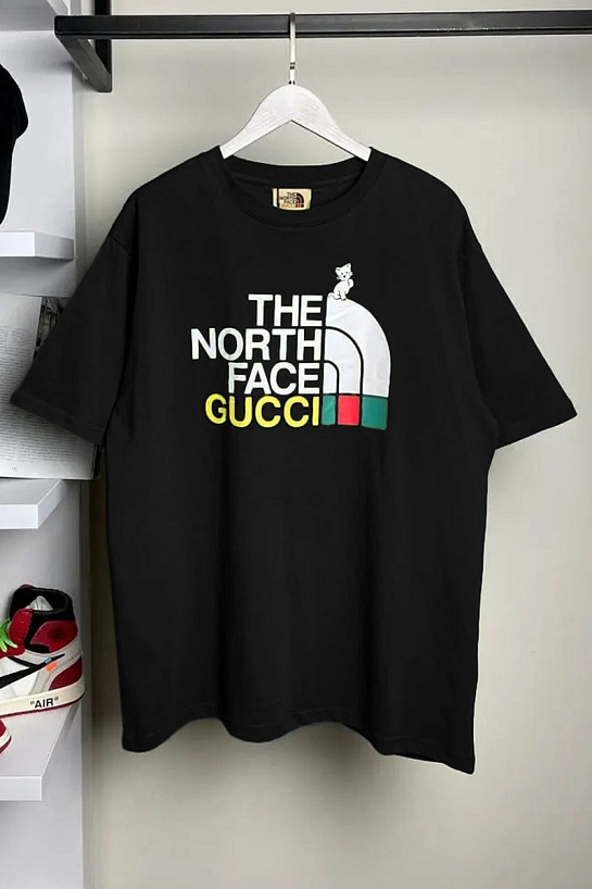 Чёрная оверсайз футболка Gucci x The North Face Collaboration