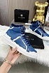 Кожаные кроссовки с мехом Balmain high-top - Blue / White