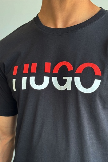 Мужская чёрная футболка Hugo Boss   