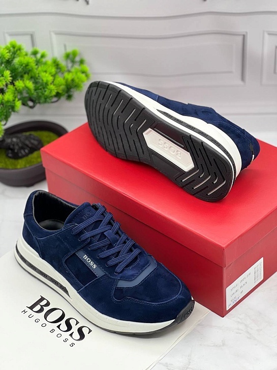 Мужские замшевые кроссовки Hugo Boss - Navy