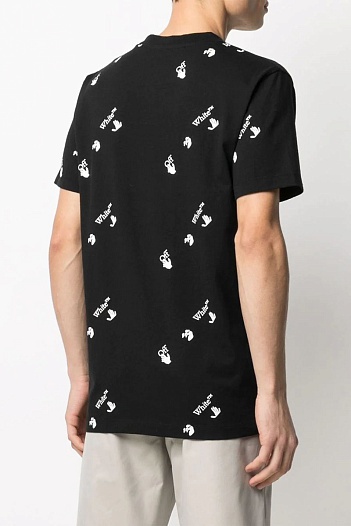Чёрная оверсайз футболка Off-White all-over logo-print   