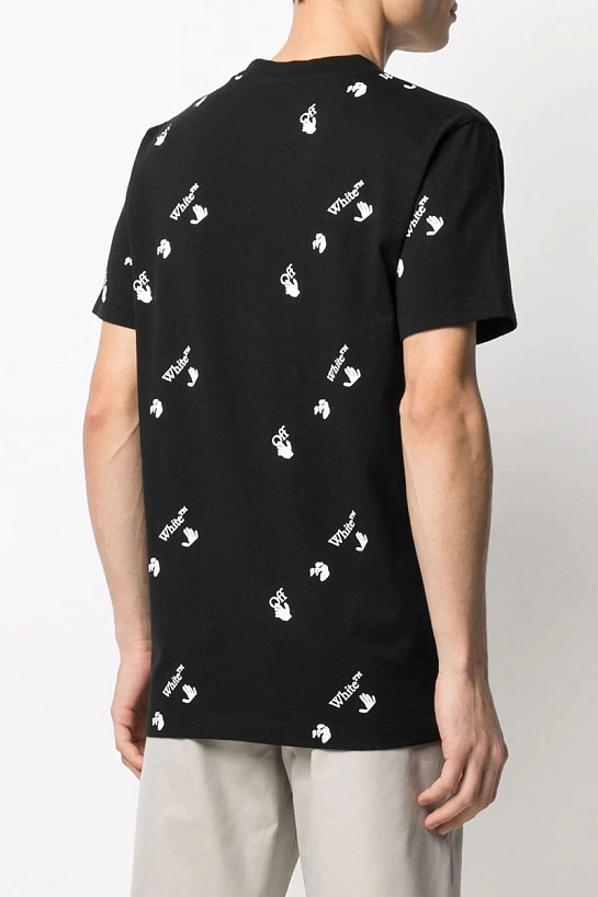 Чёрная оверсайз футболка Off-White all-over logo-print