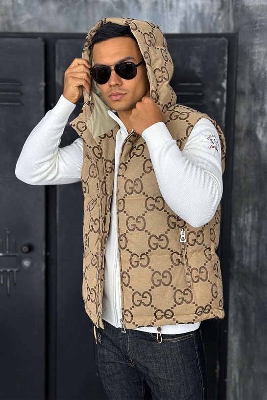 Мужской бежевый жилет Gucci GG Monogram