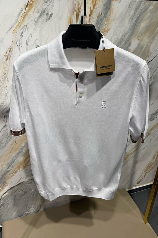 Мужское поло Burberry TB logo-embroidered - White