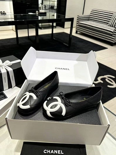 Женские кожаные балетки Chanel Ballerines premium   