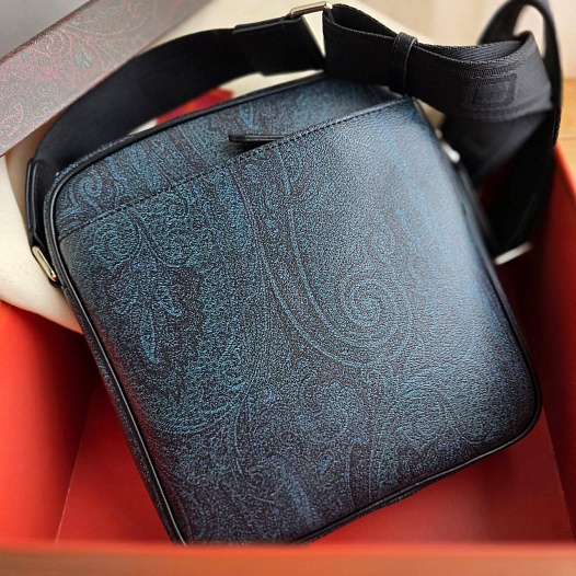 Кожаная сумка Etro с узором пейсли 18x20 см   