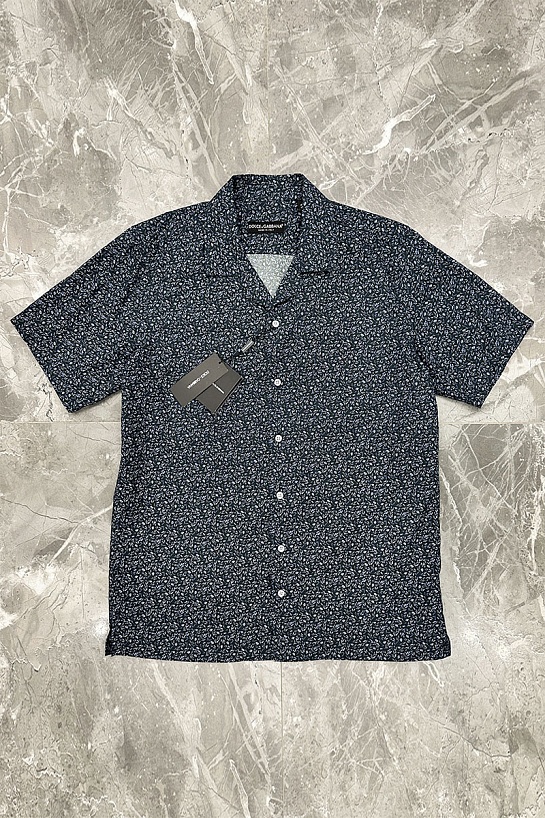 Мужская синяя рубашка Dolce & Gabbana floral-print