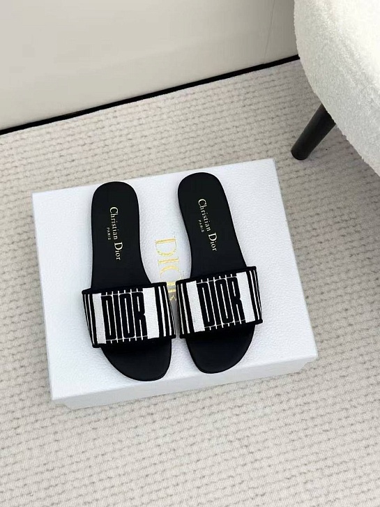 Женские чёрные шлёпанцы Dior Premium