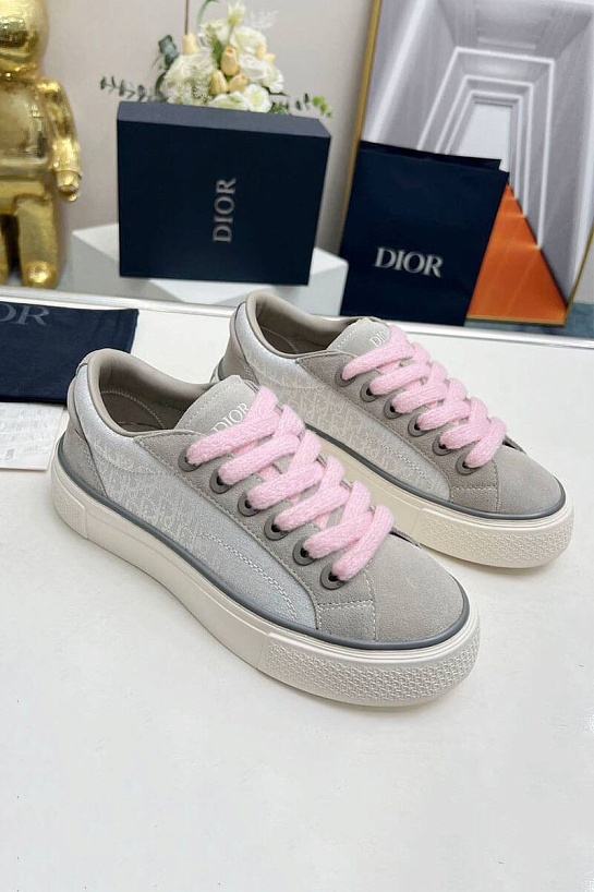 Женские комбинированные кроссовки Dior бежевого цвета