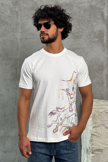 Мужская белая футболка Hermes   