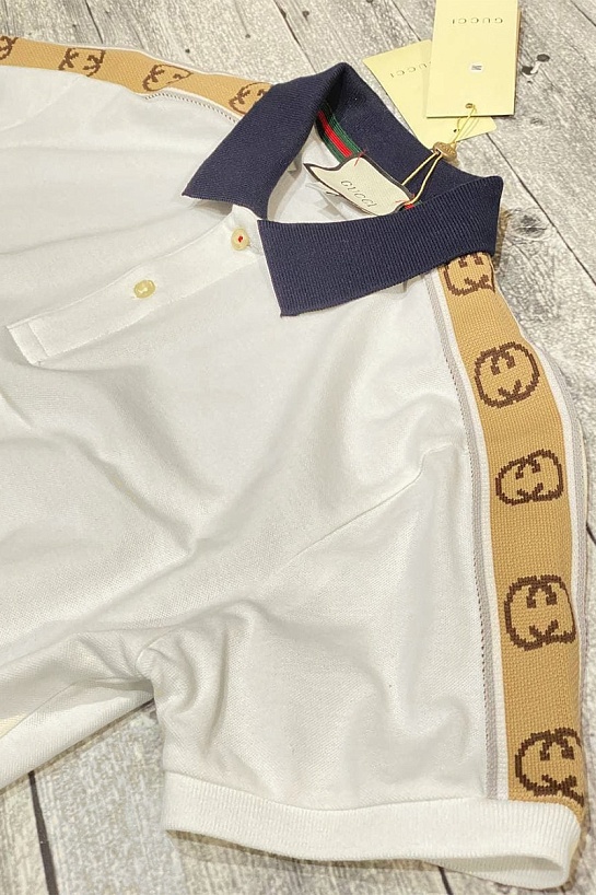 Мужское брендовое поло Gucci белого цвета