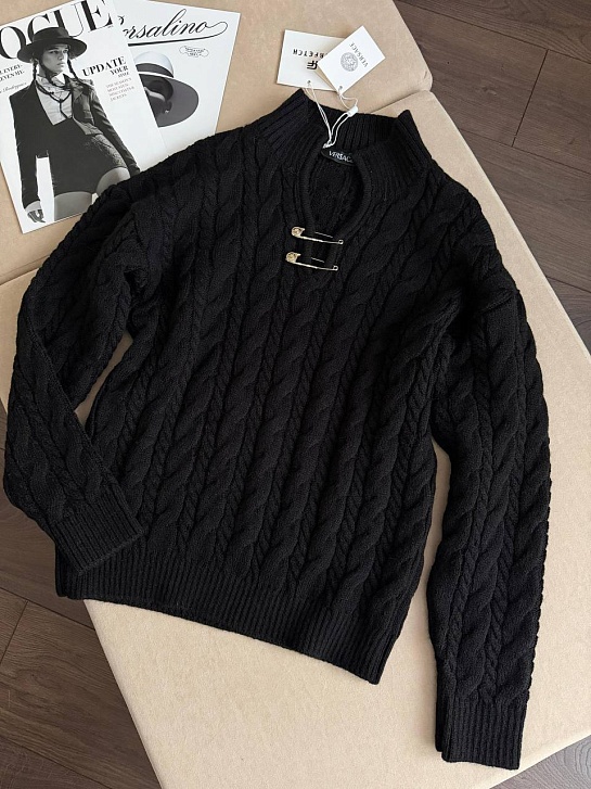 Женский шерстяной свитер Versace premium - Black