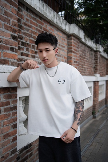 Белая оверсайз футболка Chrome Hearts Premium   