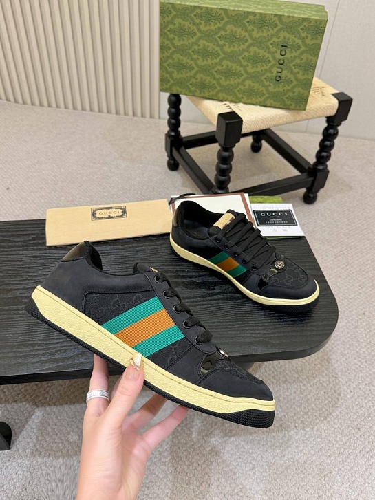 Комбинированные кроссовки Gucci GG Screener - Black