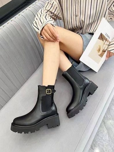 Женские кожаные сапоги Celine premium - Black   