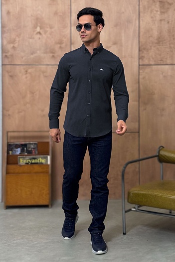 Мужская тёмно-синяя рубашка Etro Pegasus logo   